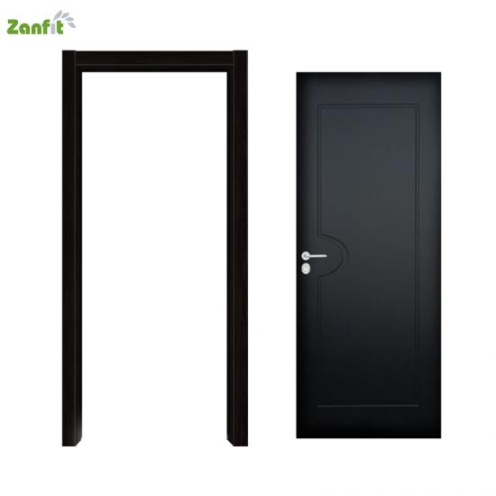 black simple solid wood interior door